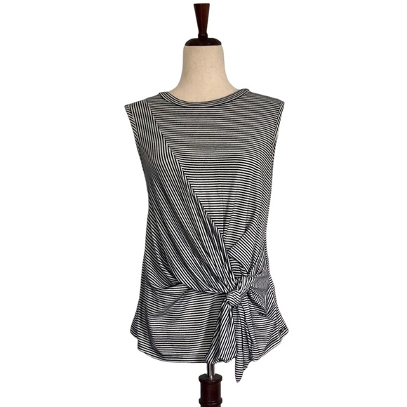 Thyme & Honey Women’s Knot Detail Crewneck Sleeveless Knit Top, Striped Medium - Picture 1 of 8